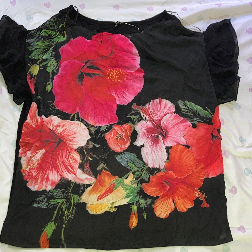 Elegant Floral Black Blouse